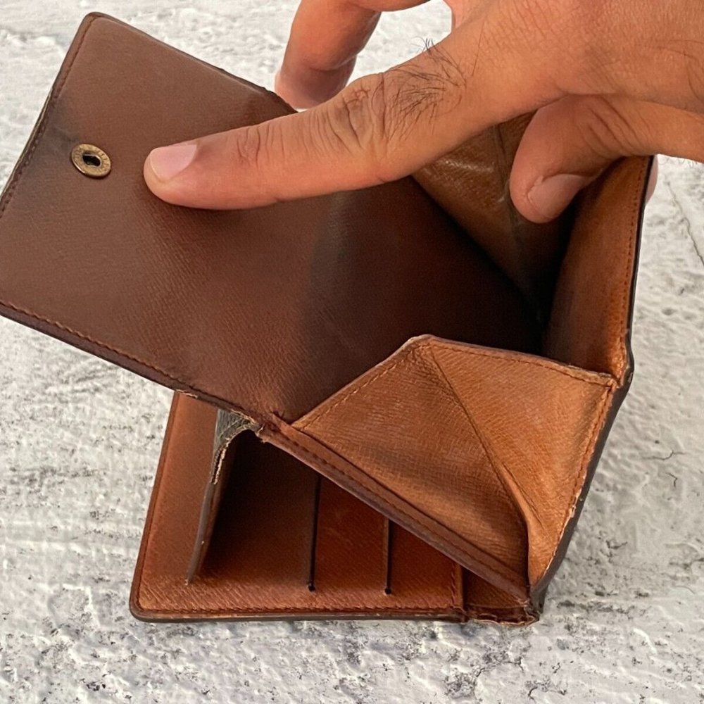 Vintage Louis Vuitton Wallet Card Holder Brown leather Made in France Authentic - Picture 10 of 11
